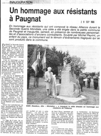 Inauguration du monument de Paugnat (63) - LA MONTAGNE 1999